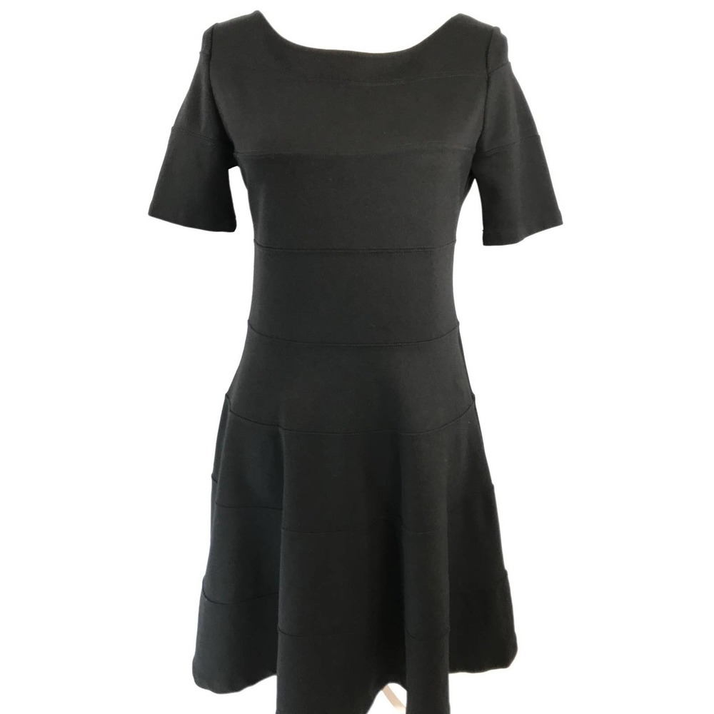 Zara Basic Short Sleeve Fit and Flare Heavy Knit Dress Black Size XL